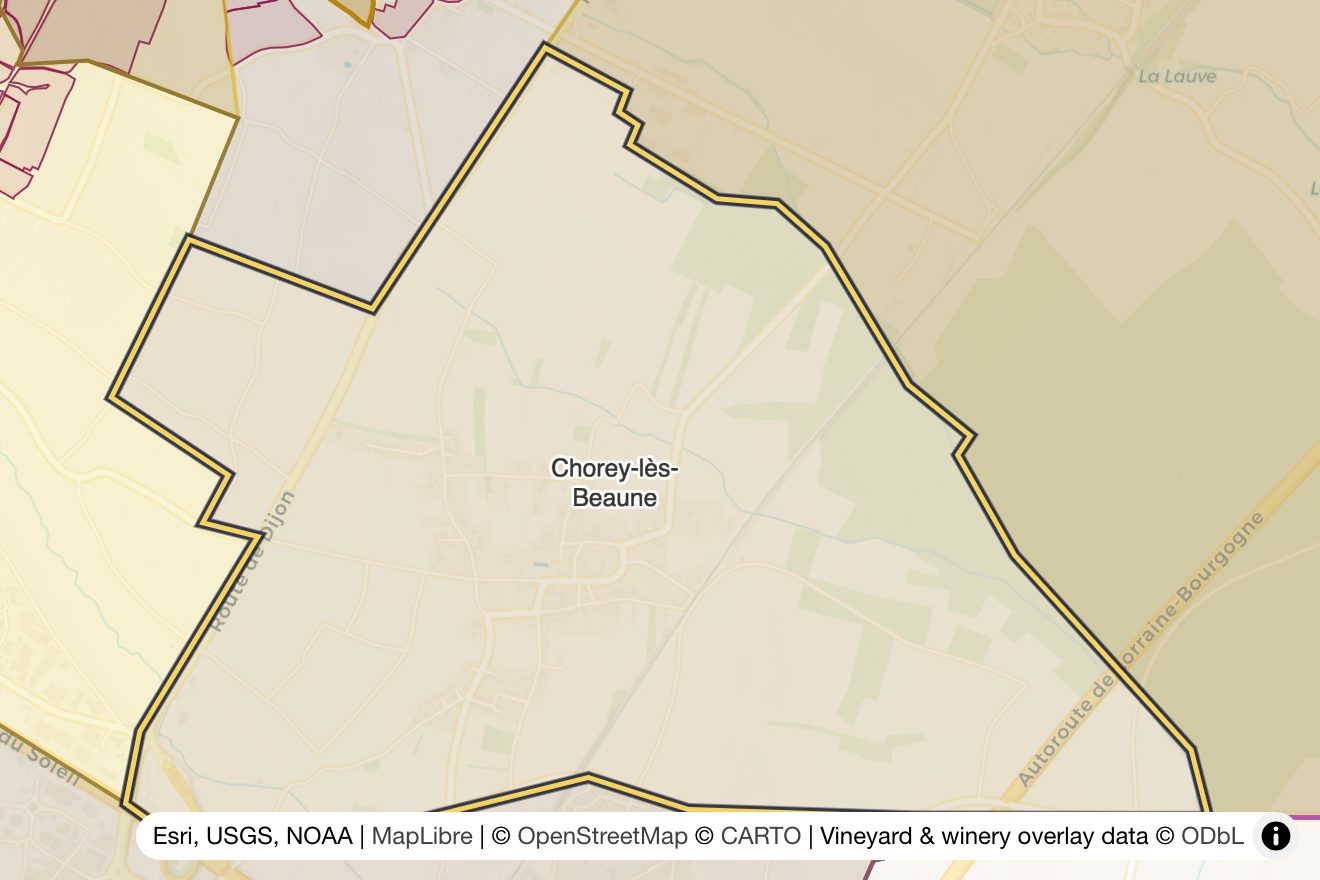 Map of Chorey Les Beaune
