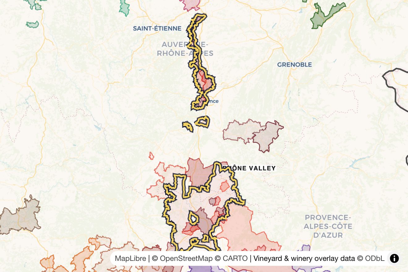 Map of Cotes Du Rhone