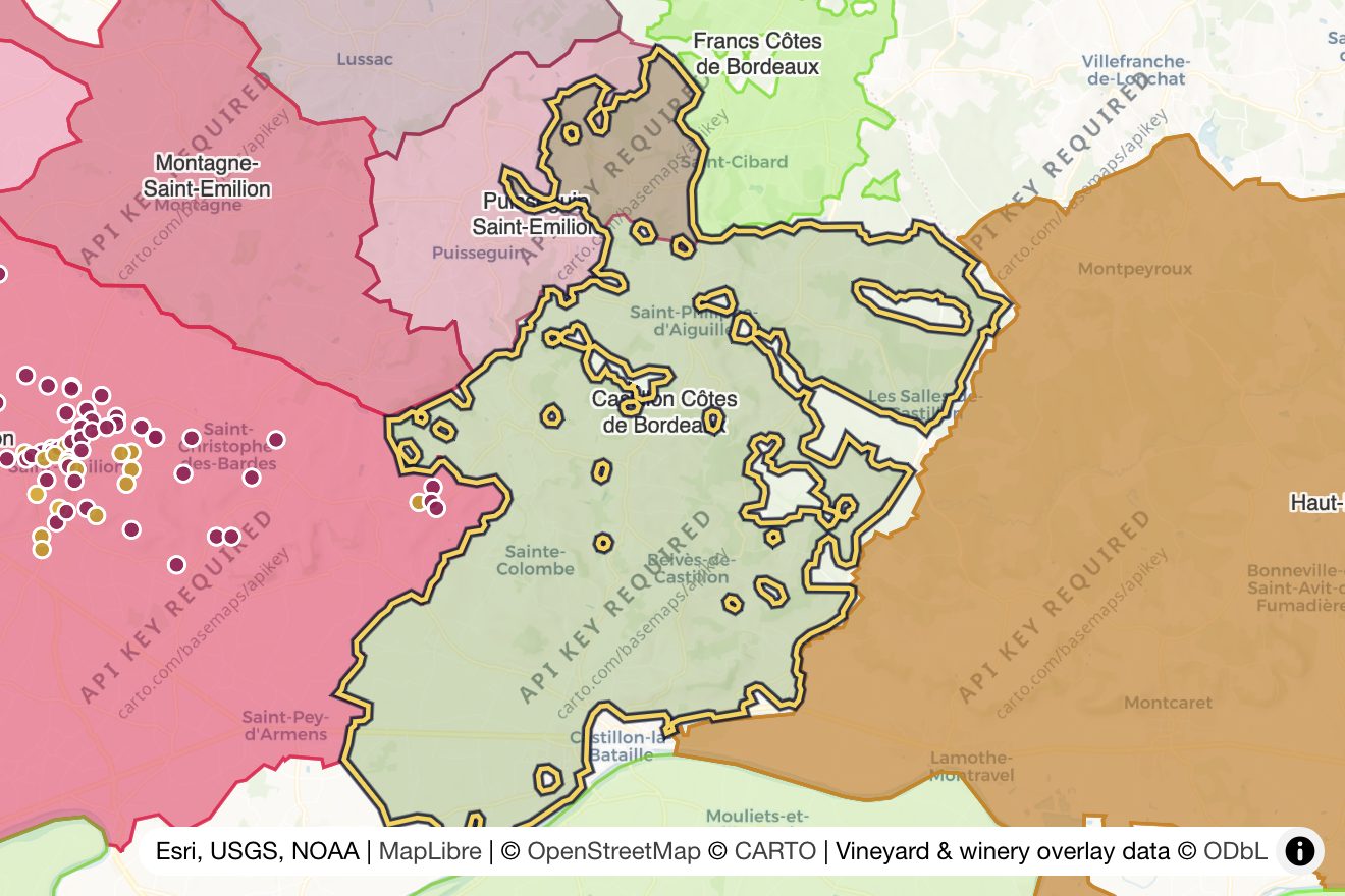 Map of Castillon Côtes de Bordeaux