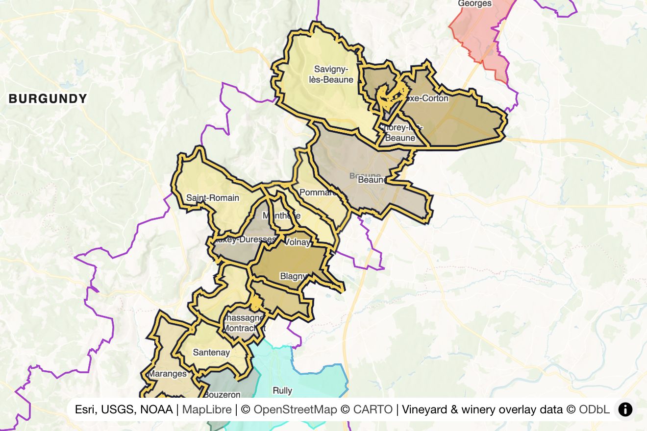 Map of Côte de Beaune