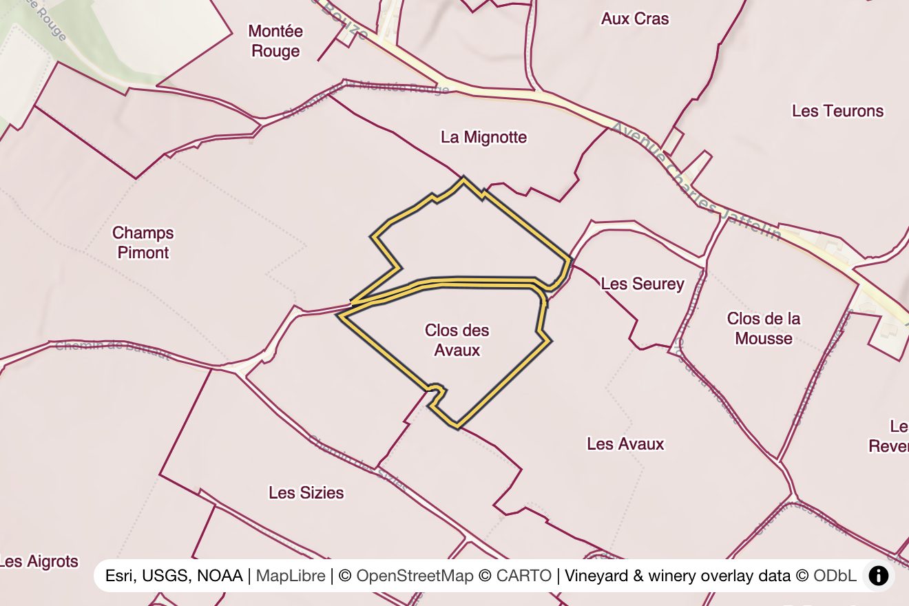 Map of Clos des Avaux