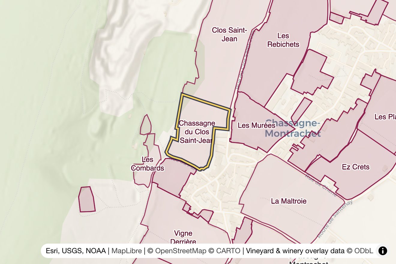 Map of Chassagne du Clos Saint Jean