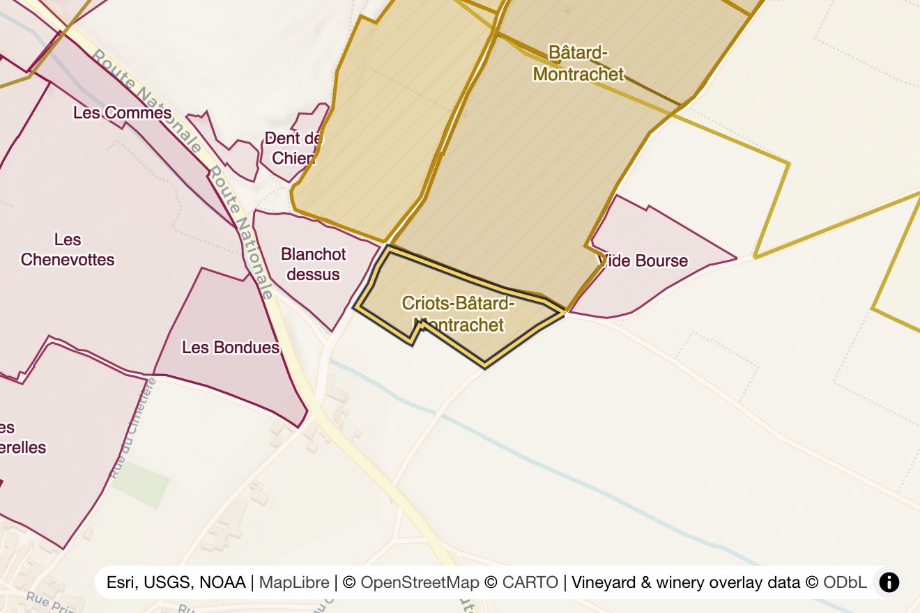 Map of Criots-Bâtard-Montrachet