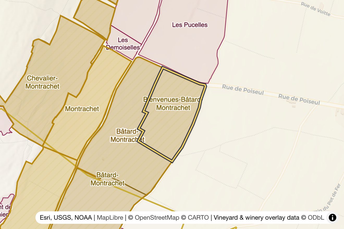 Map of Bienvenues-Bâtard-Montrachet