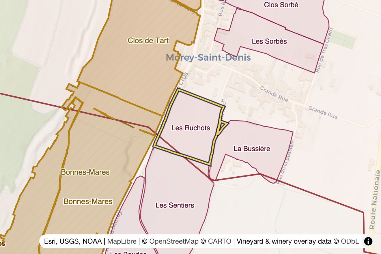 Map of Les Ruchots