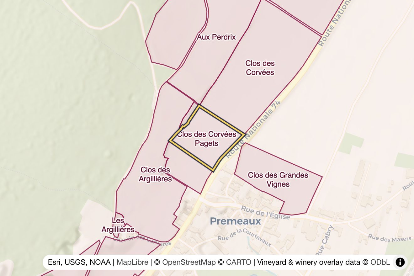 Map of Clos des Corvées Pagets