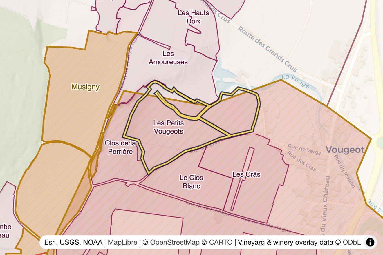 Map of Les Petits Vougeots