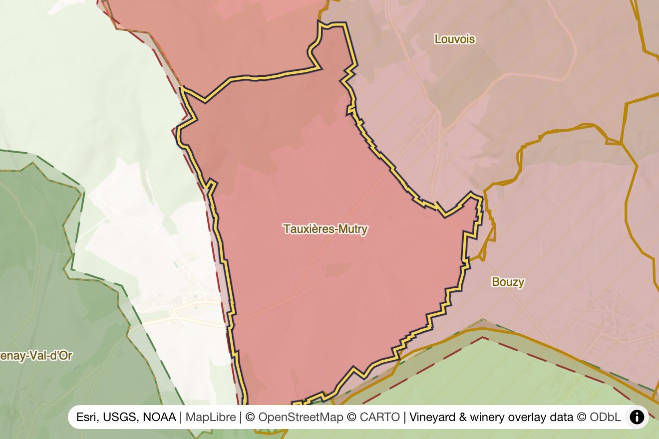 Map of Tauxieres Mutry