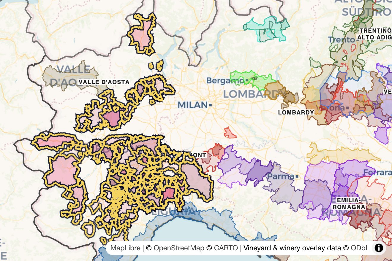 Map of Piedmont