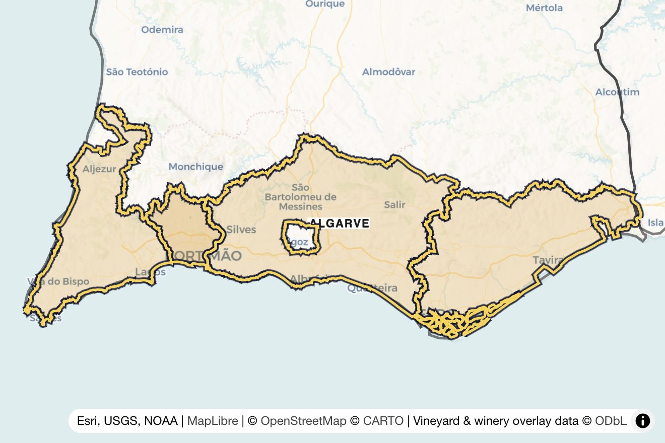 Map of Algarve
