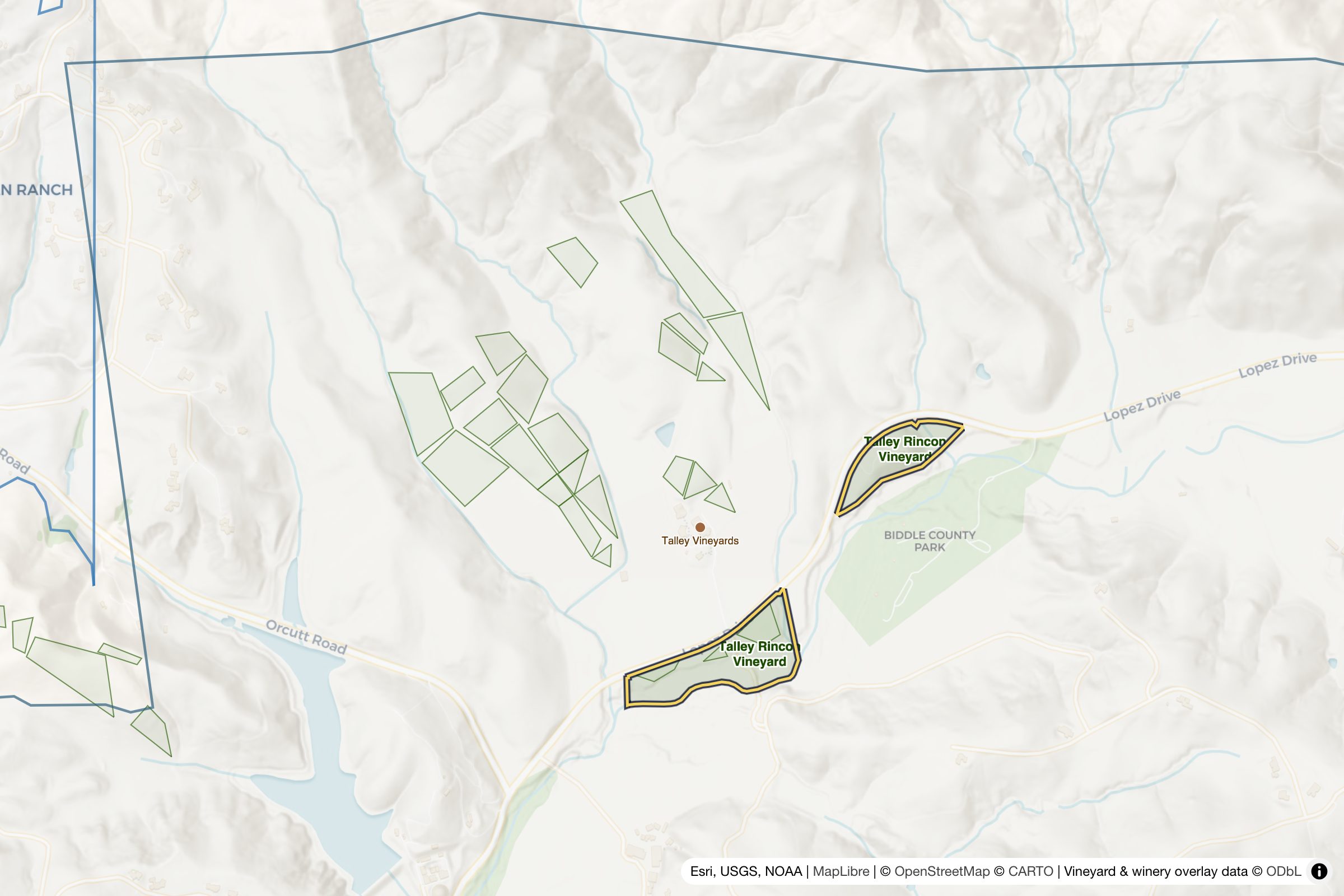 Map of Talley Rincon Vineyard