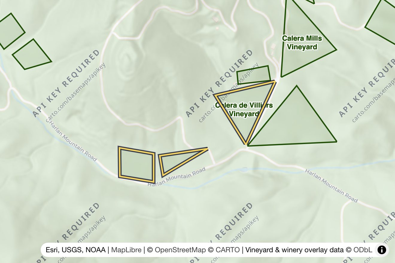 Map of Calera de Villiers Vineyard
