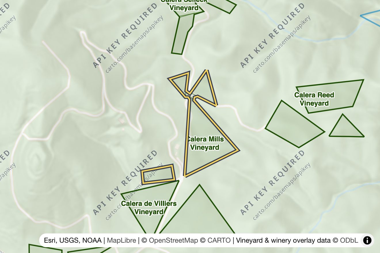 Map of Calera Mills Vineyard
