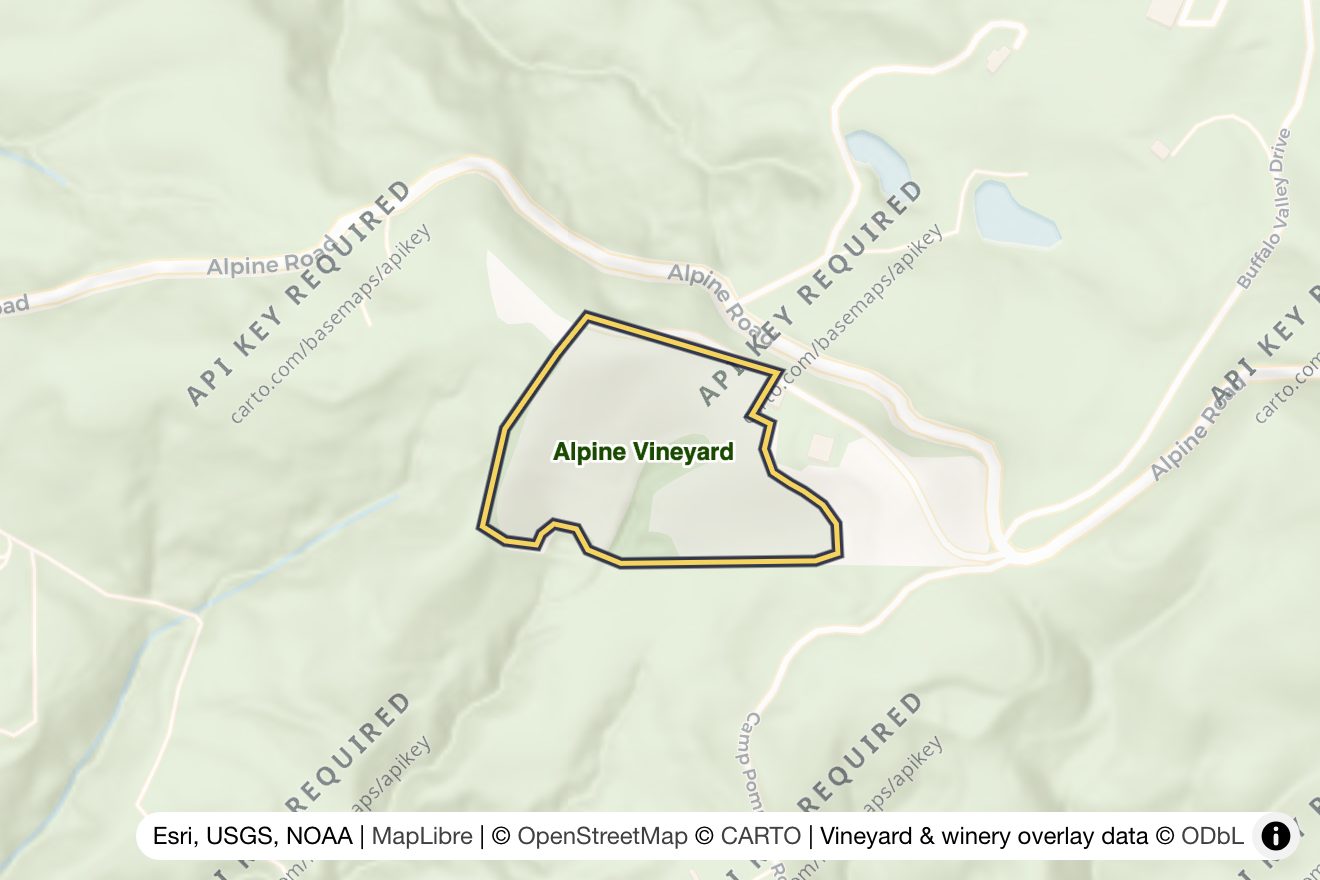 Map of Alpine Vineyard