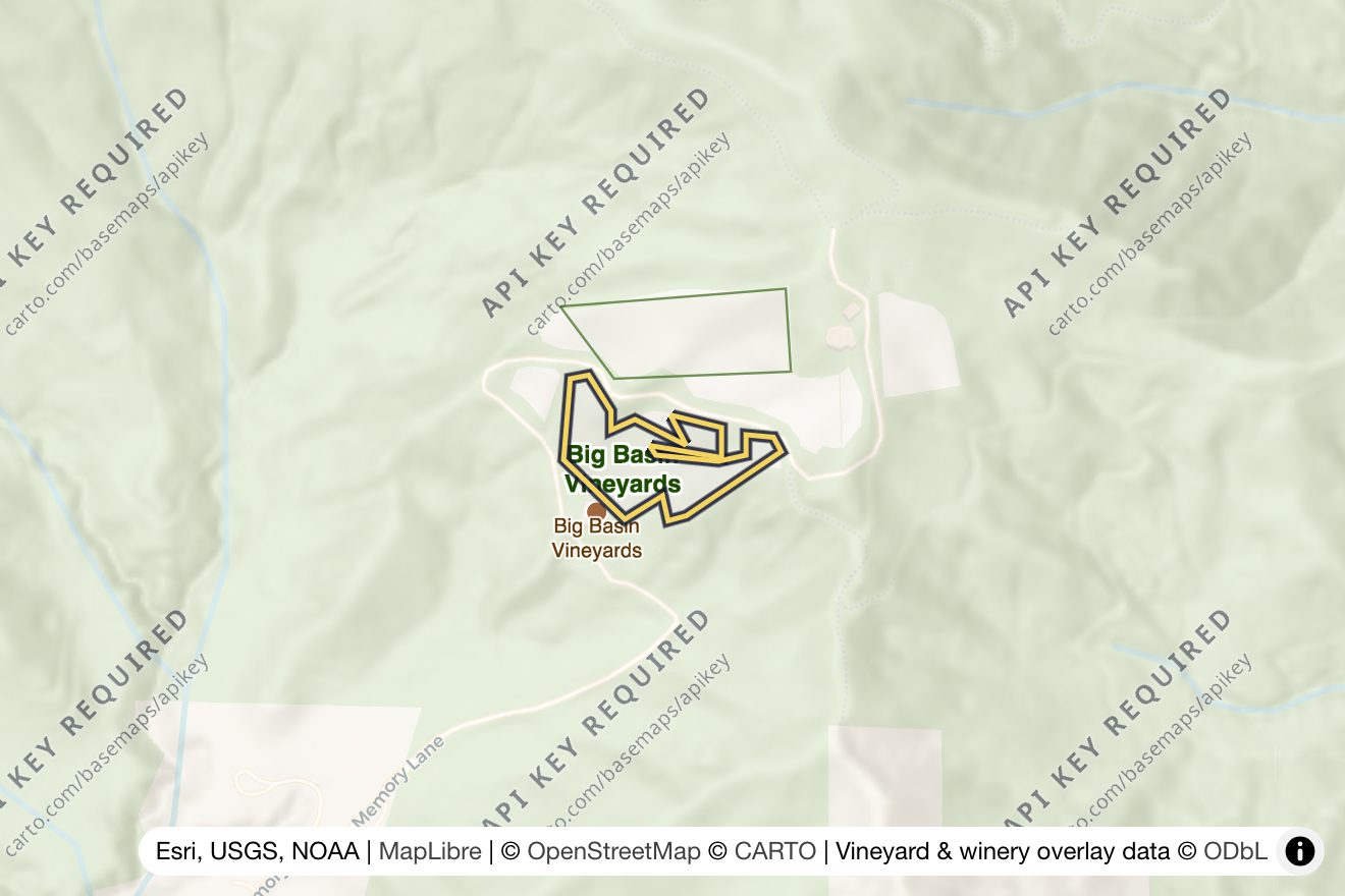Map of Big Basin Estate Vineyard