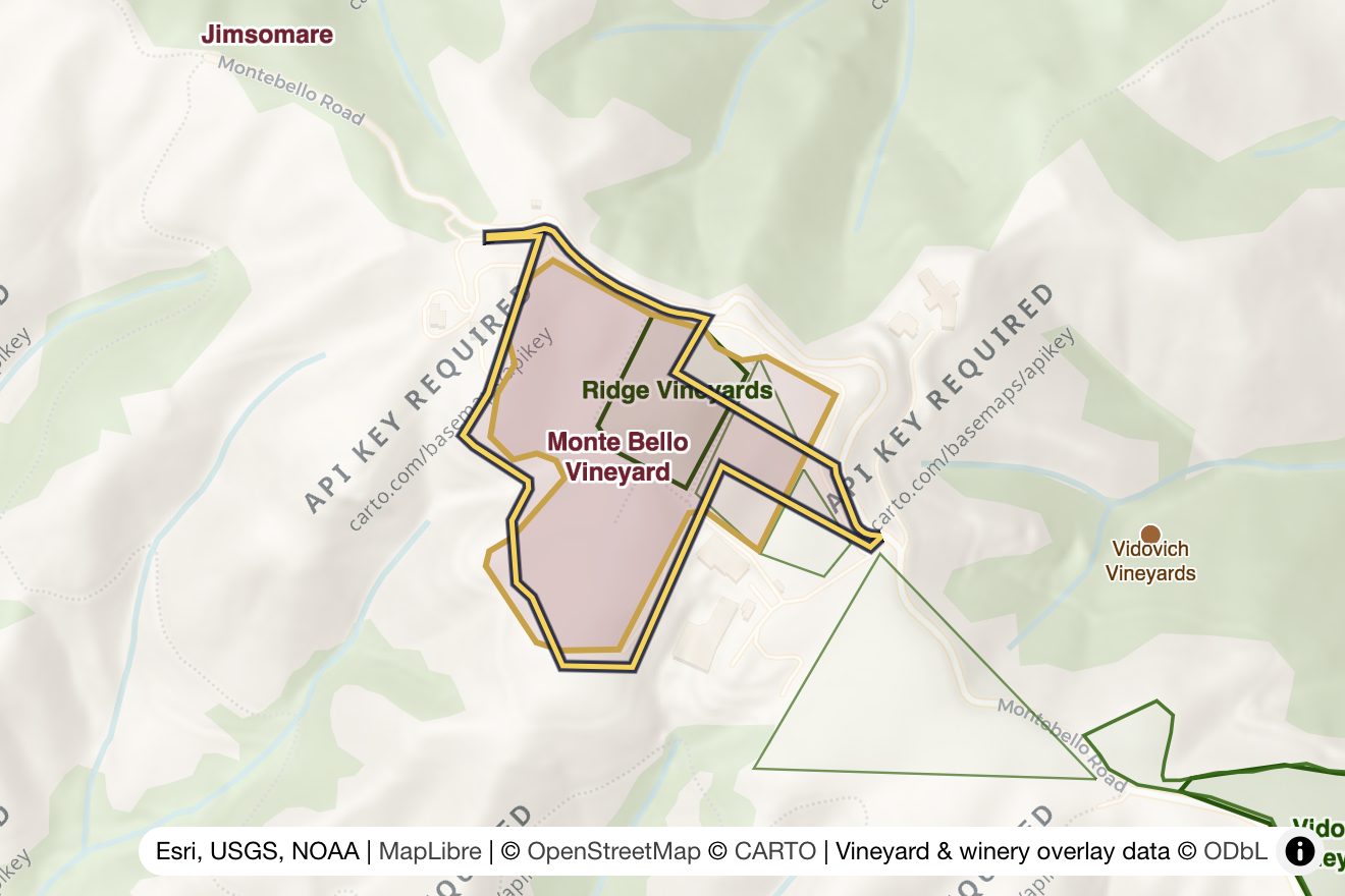 Map of Monte Bello Vineyard