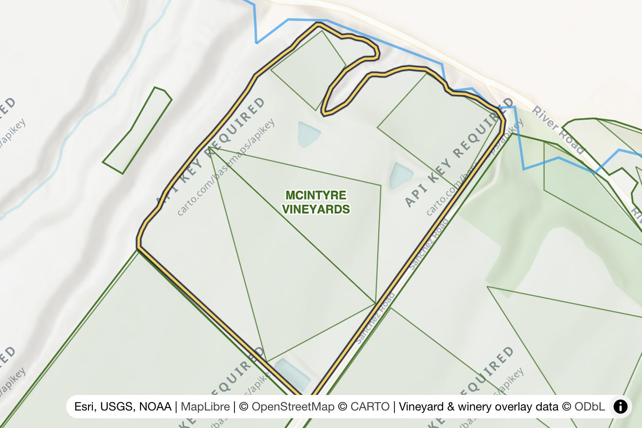 Map of McIntyre Estate Vineyard