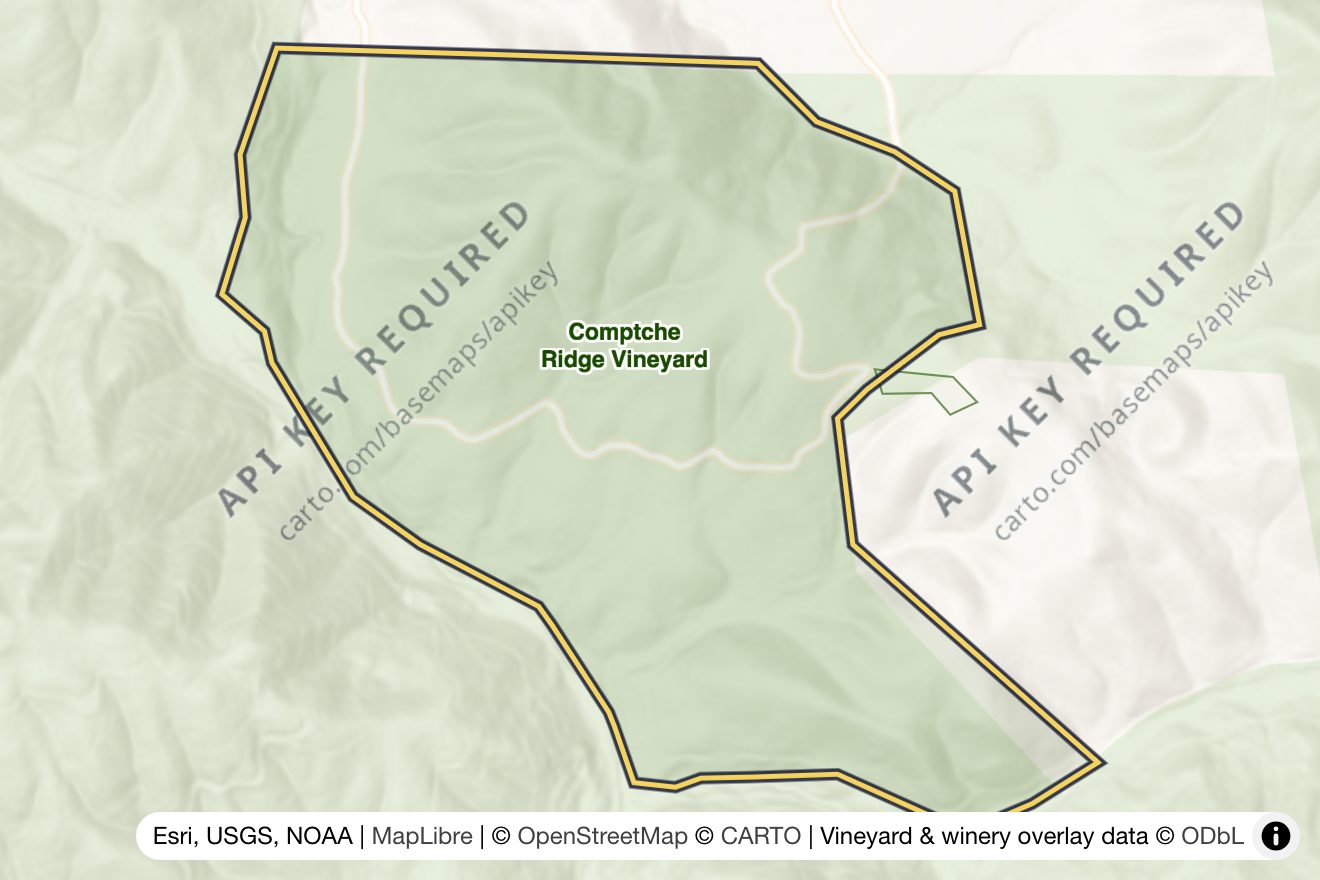 Map of Comptche Ridge Vineyard