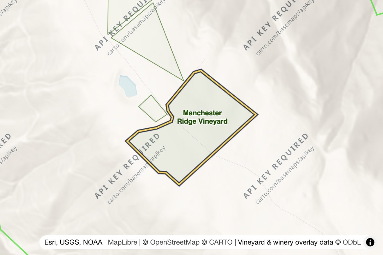 Map of Manchester Ridge Vineyard