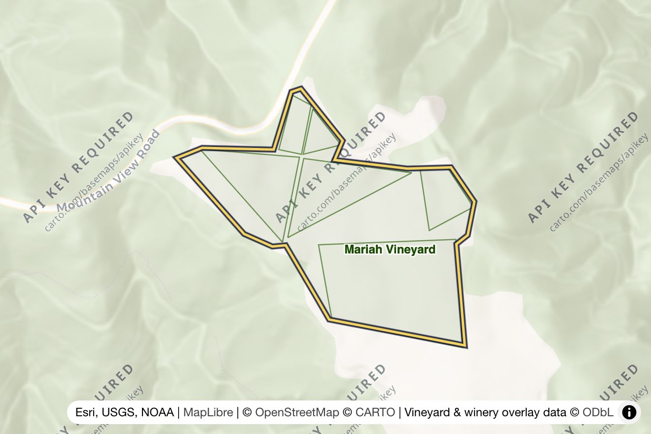 Map of Mariah Vineyard