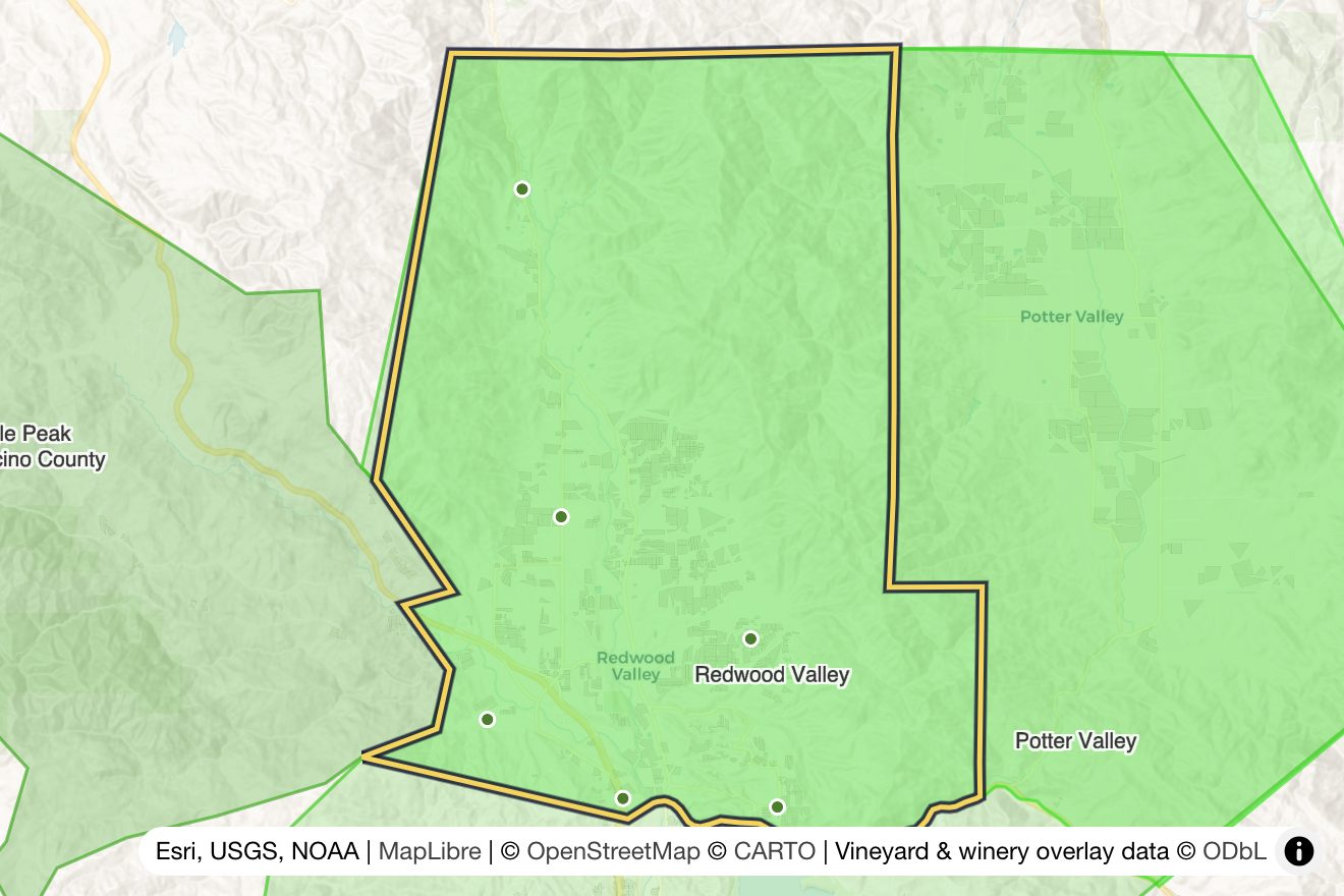 Map of Redwood Valley