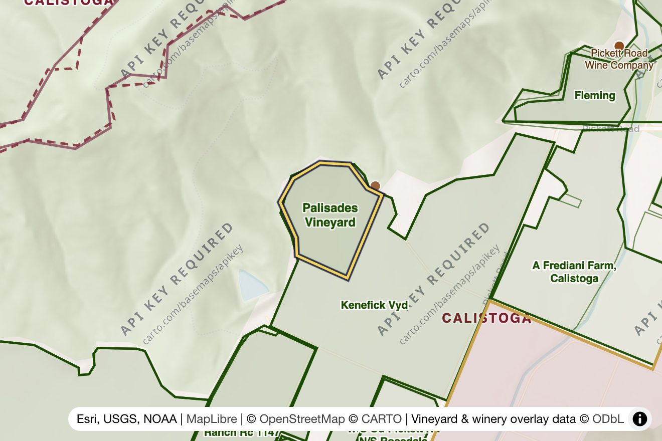 Map of Palisades Vineyard