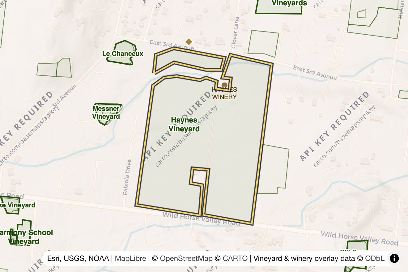 Map of Haynes Vineyard