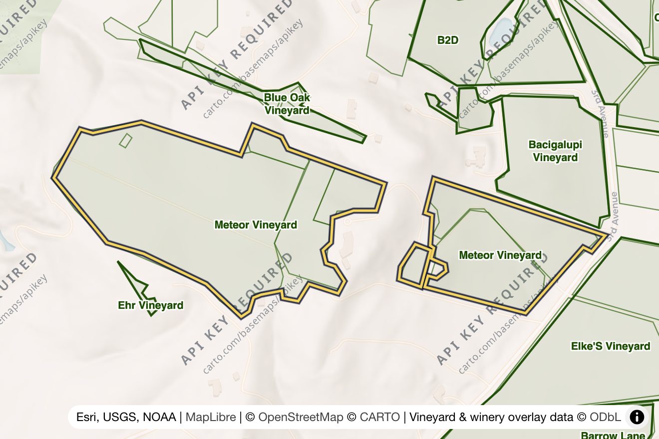 Map of Meteor Vineyard
