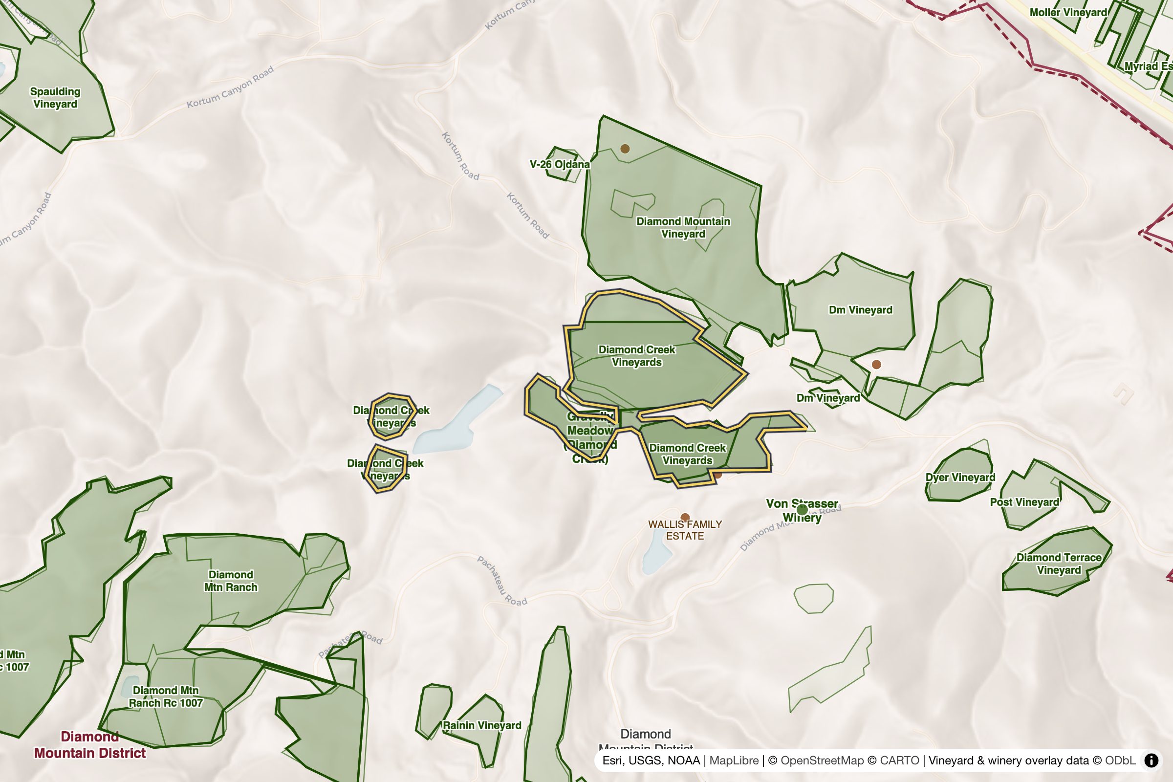 Map of Diamond Creek Vineyards