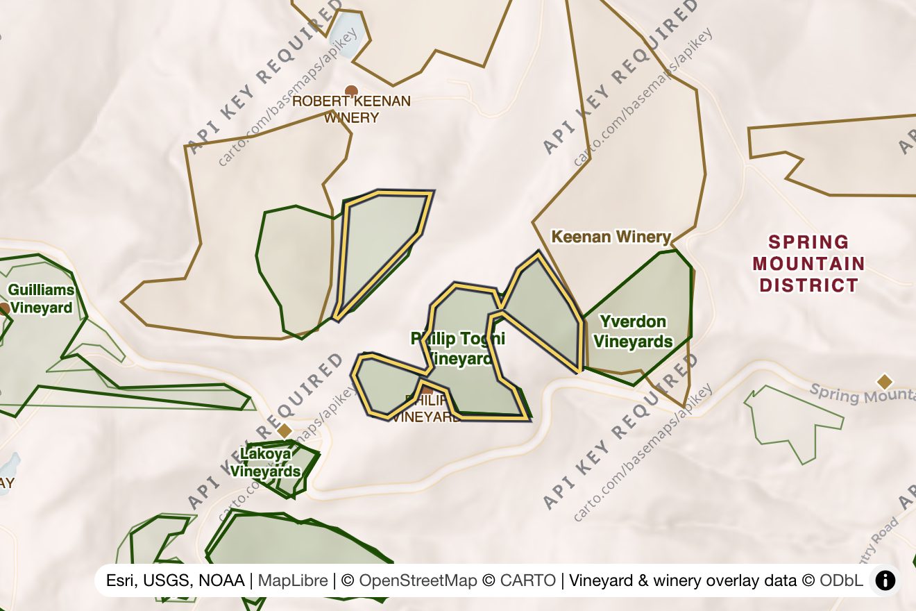 Map of Philip Togni Vineyard