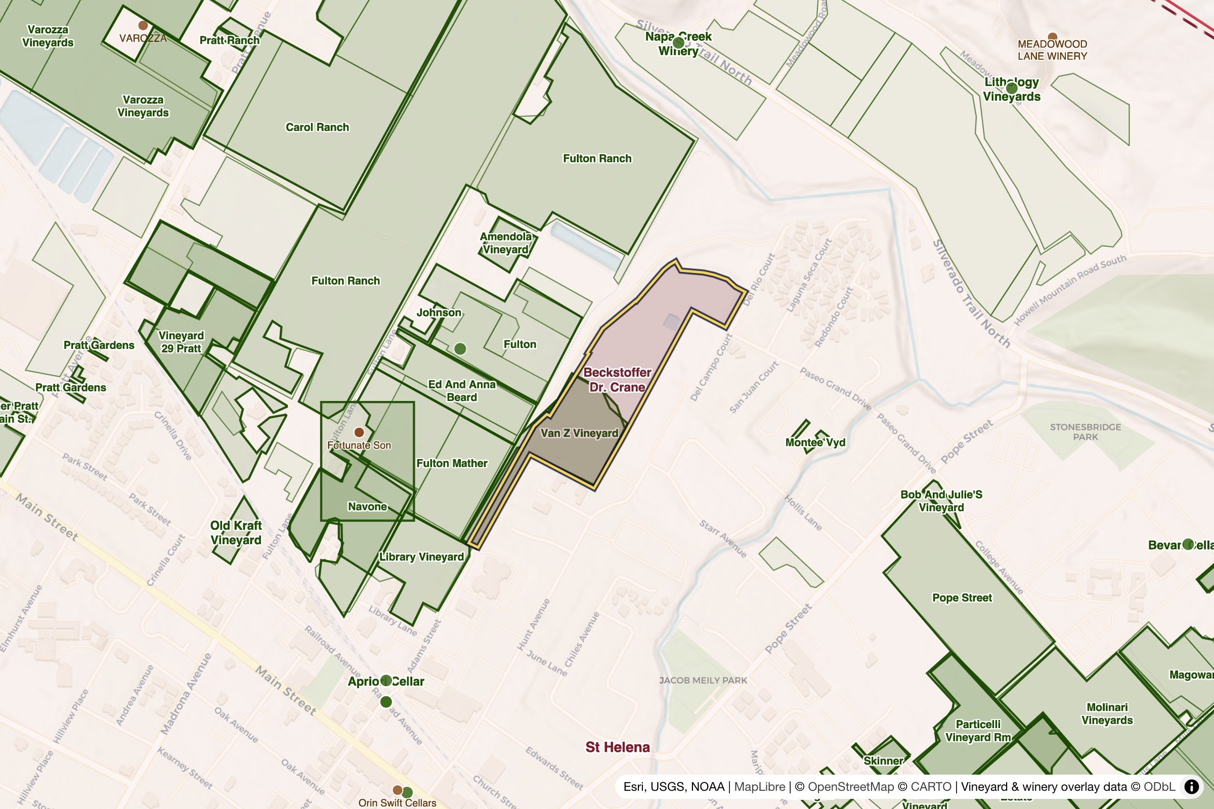 Map of Beckstoffer Dr. Crane