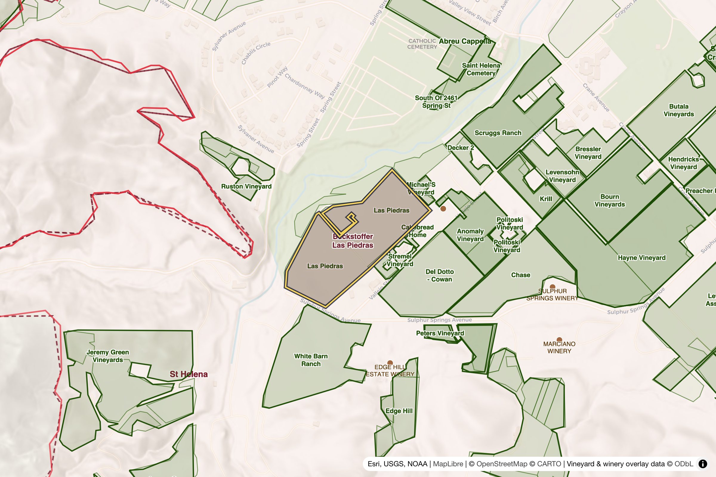 Map of Beckstoffer Las Piedras