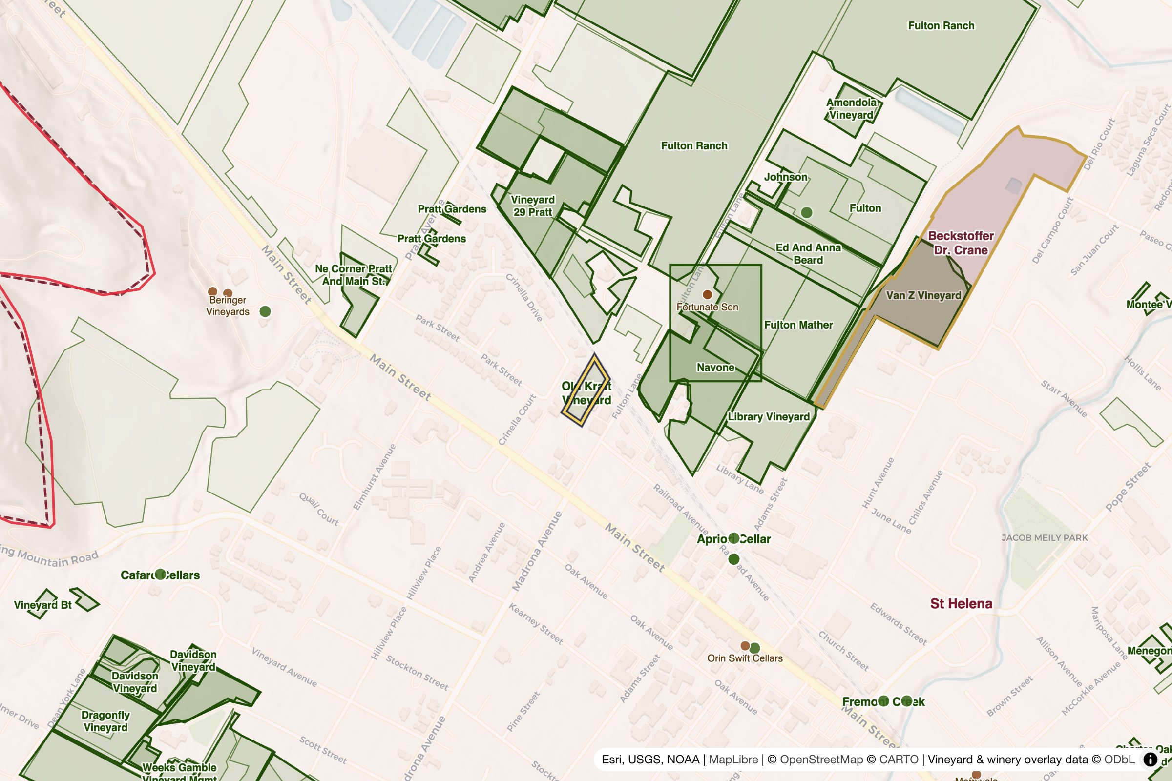 Map of Old Kraft Vineyard