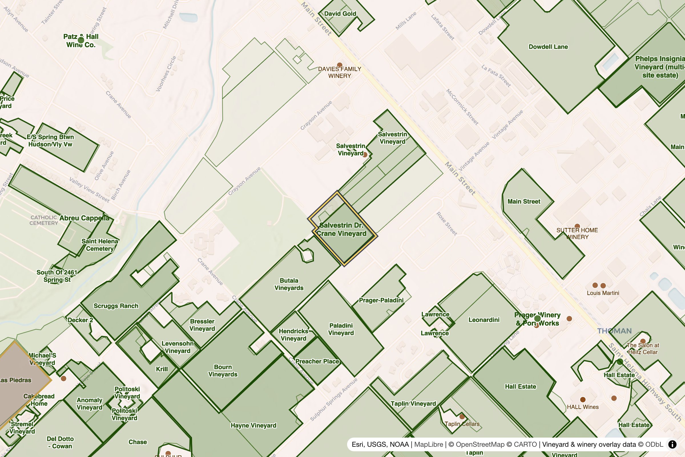 Map of Salvestrin Dr. Crane Vineyard