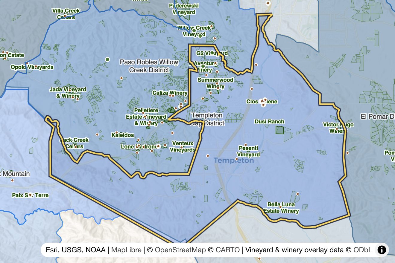 Map of Templeton Gap District