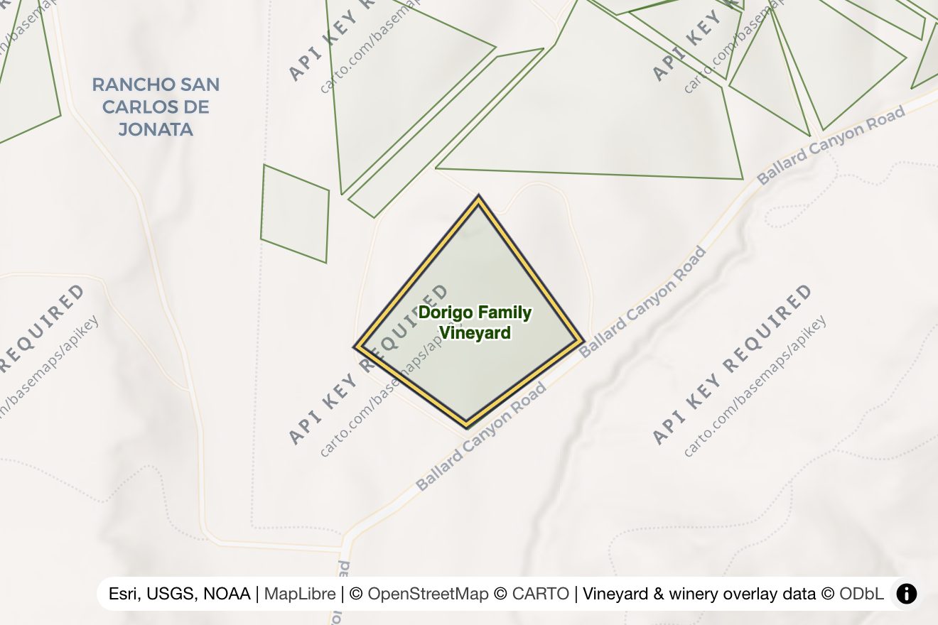 Map of Dorigo Family Vineyard