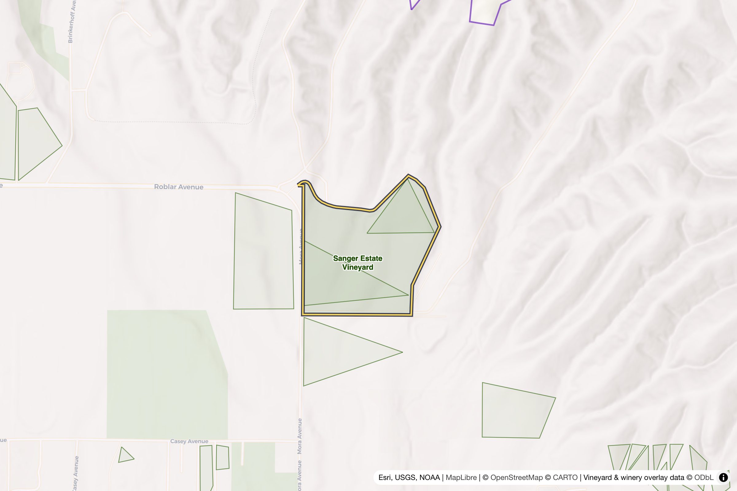 Map of Sanger Estate Vineyard