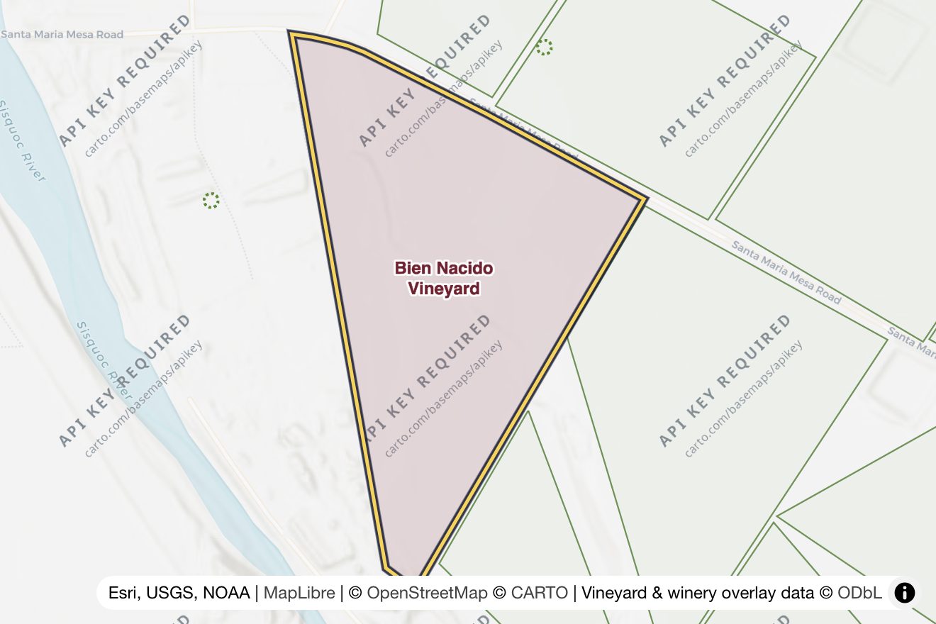 Map of Bien Nacido Vineyard