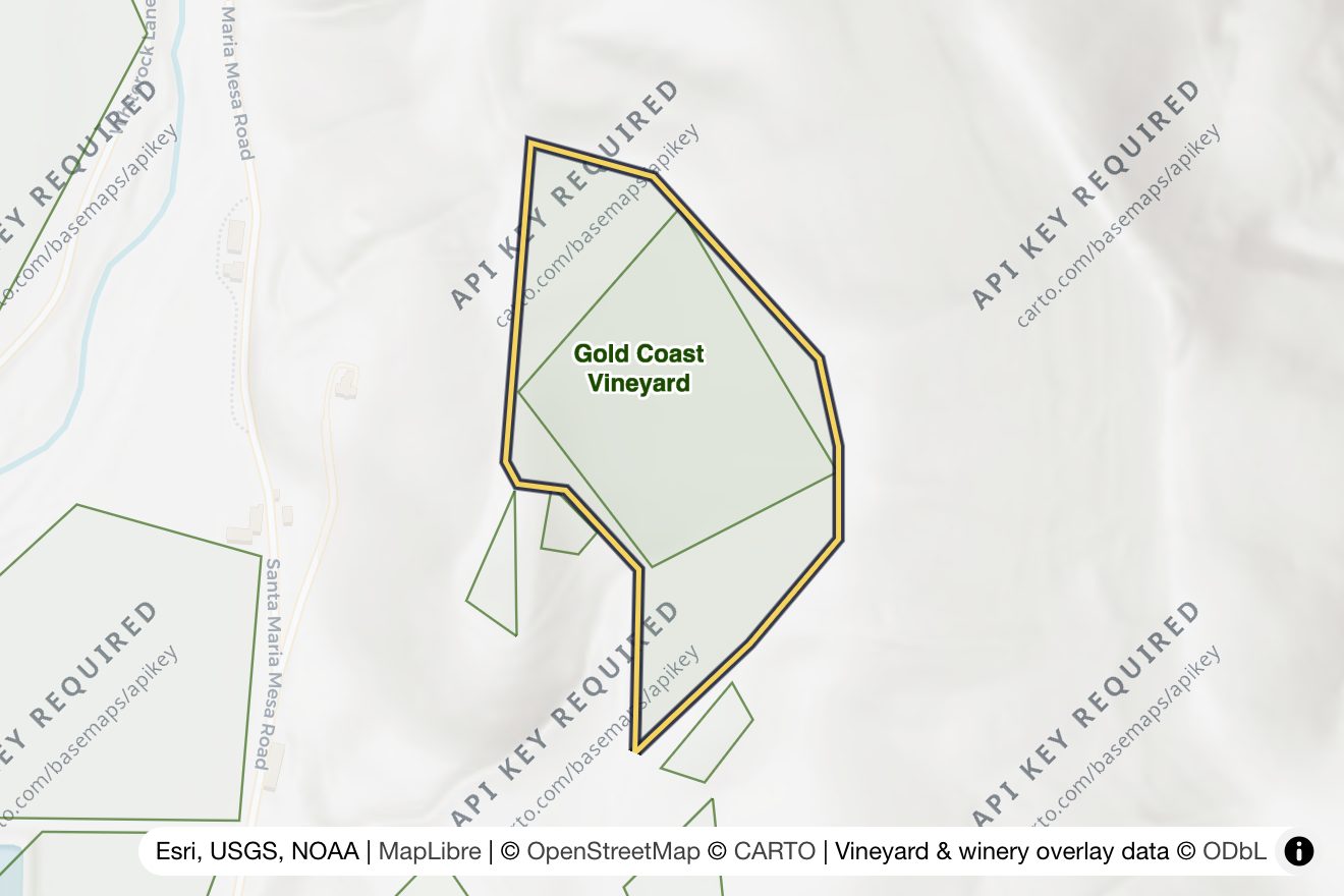 Map of Gold Coast Vineyard