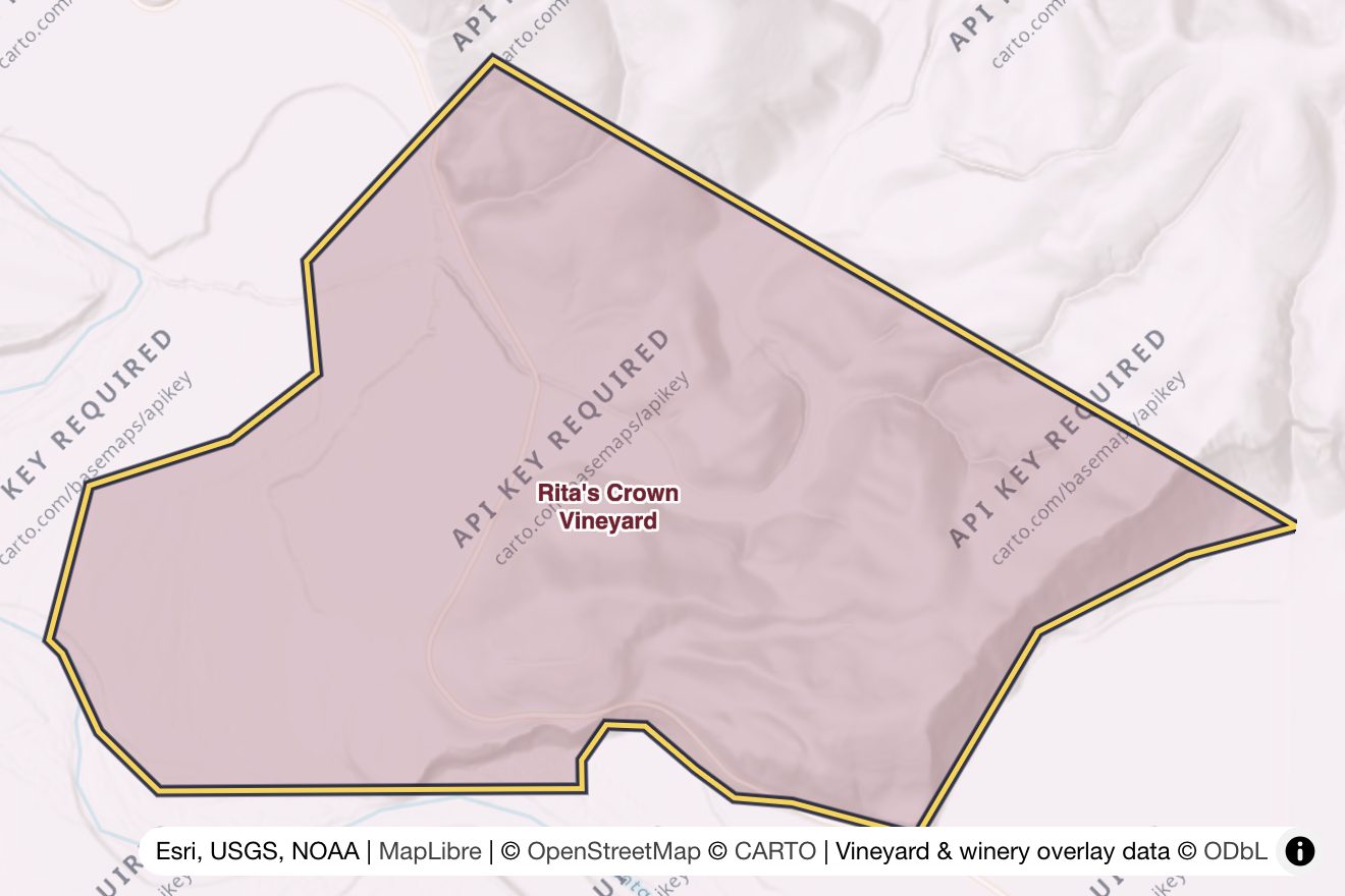 Map of Rita's Crown Vineyard