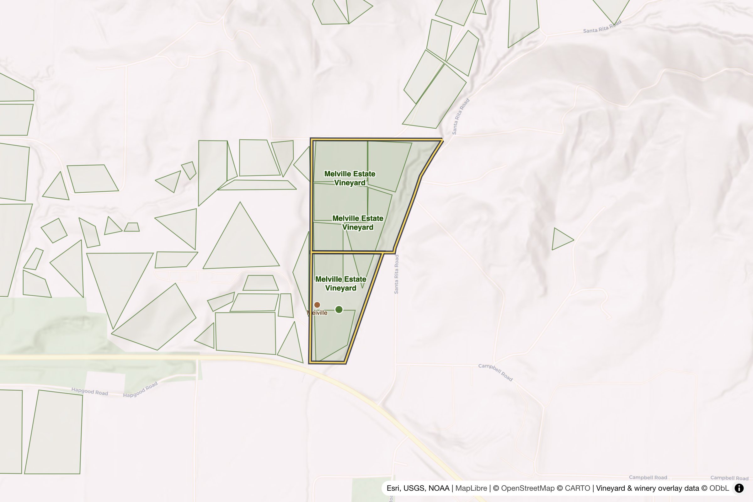 Map of Melville Estate Vineyard