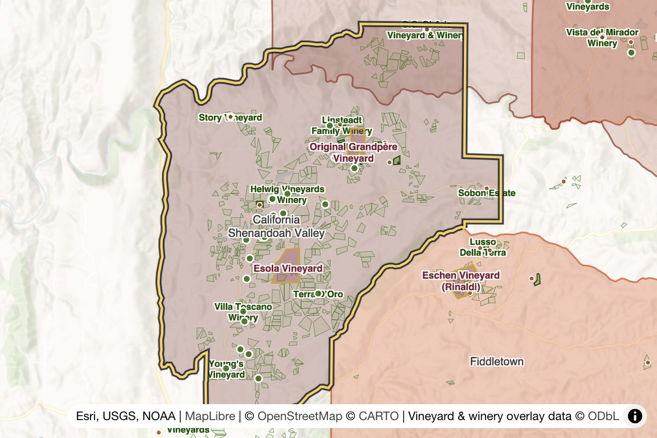 Map of California Shenandoah Valley