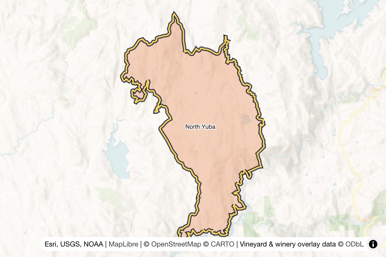 Map of North Yuba