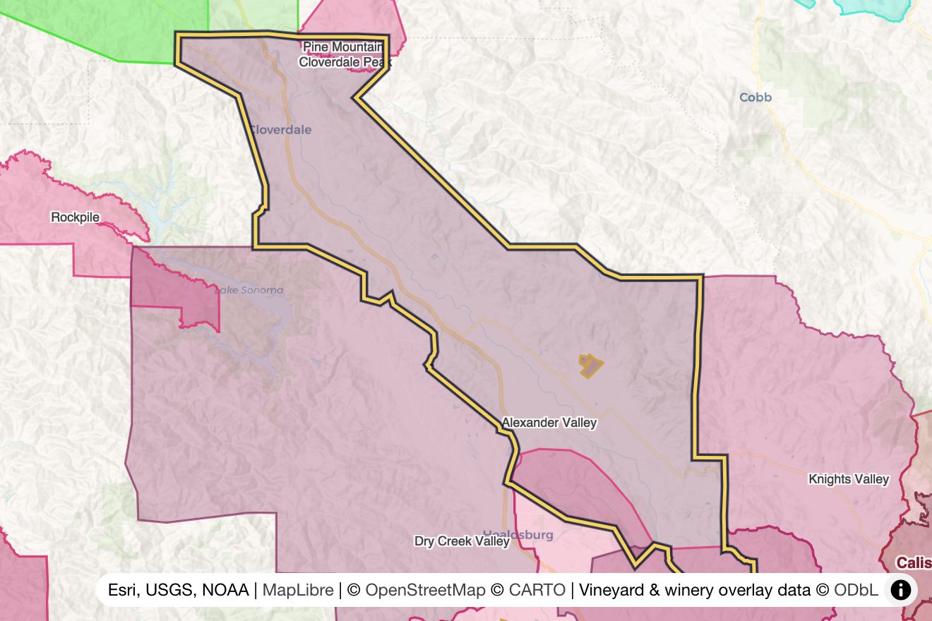 Map of Alexander Valley