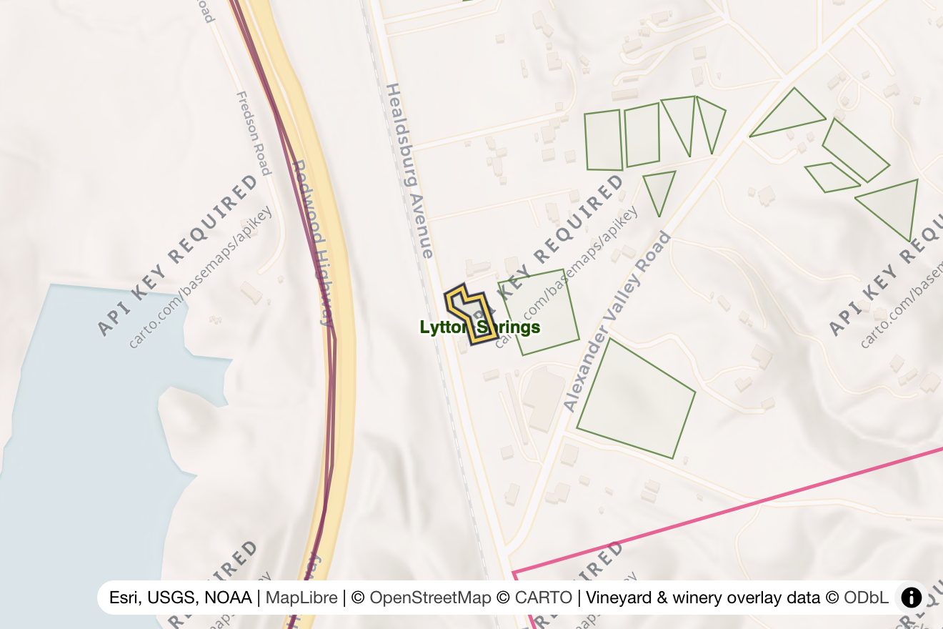 Map of Lytton Springs