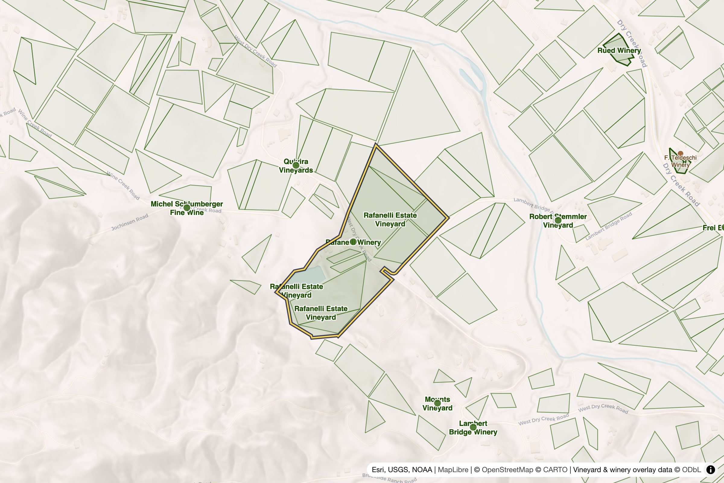 Map of Rafanelli Estate Vineyard
