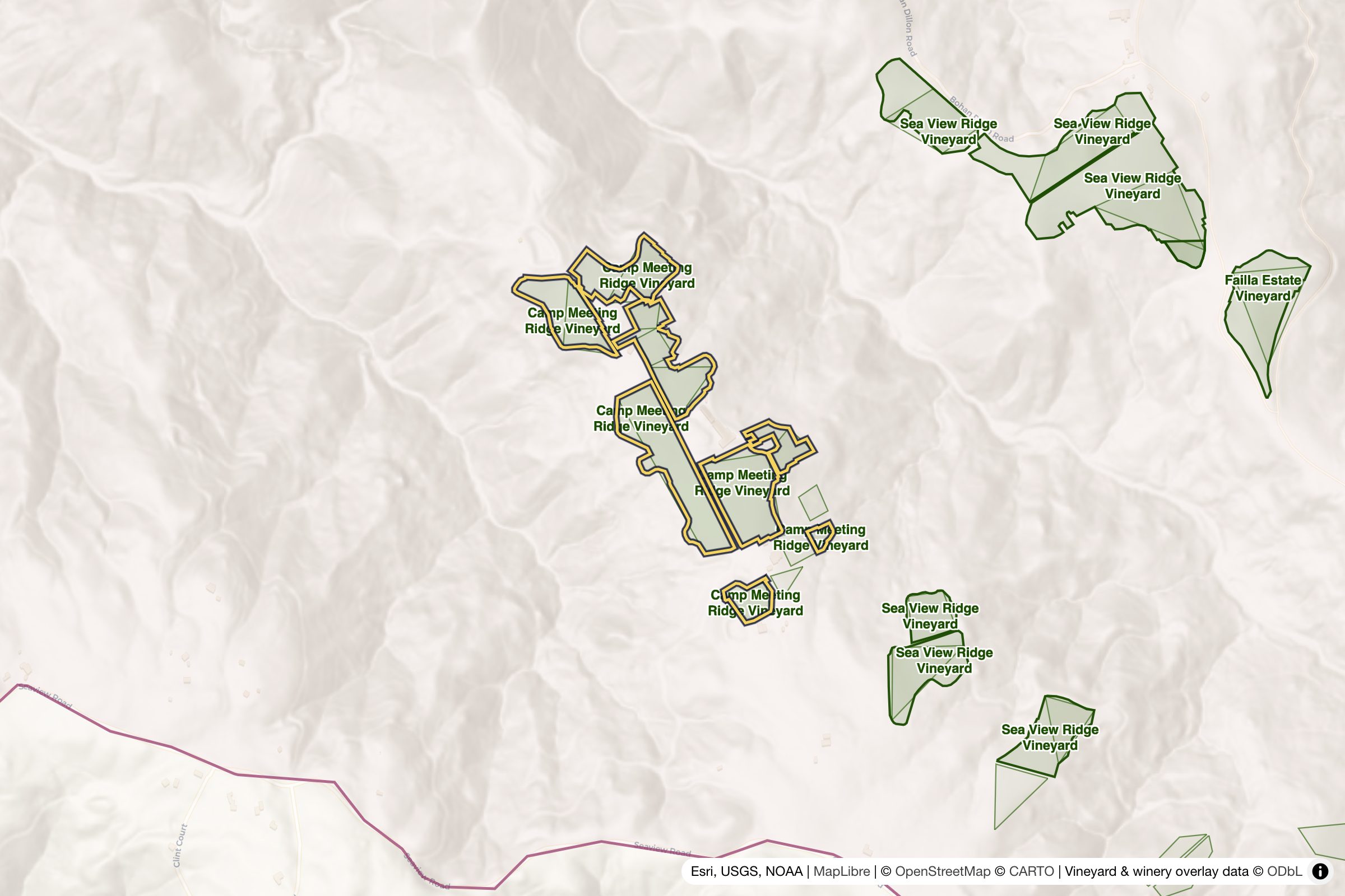Map of Camp Meeting Ridge Vineyard