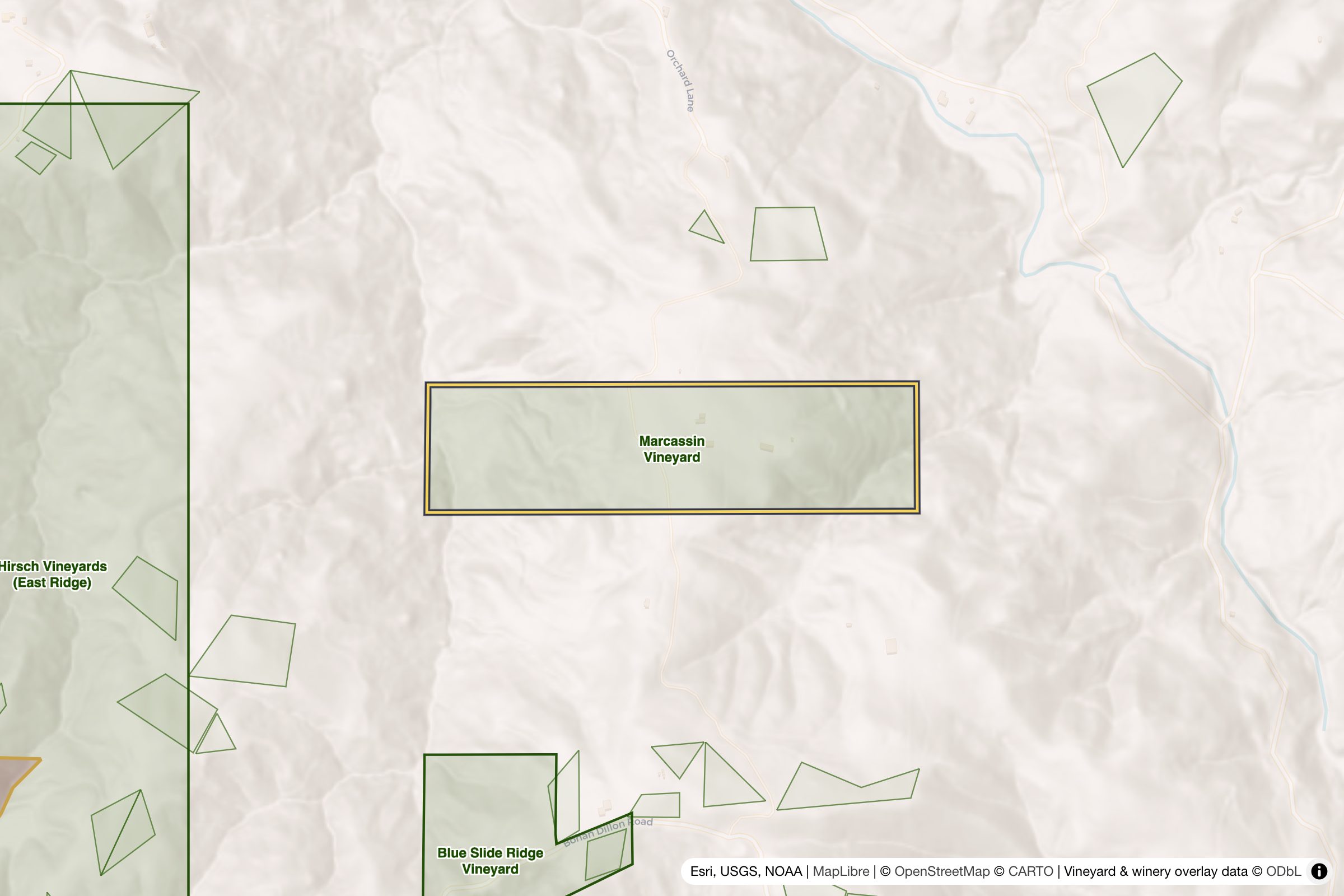 Map of Marcassin Vineyard