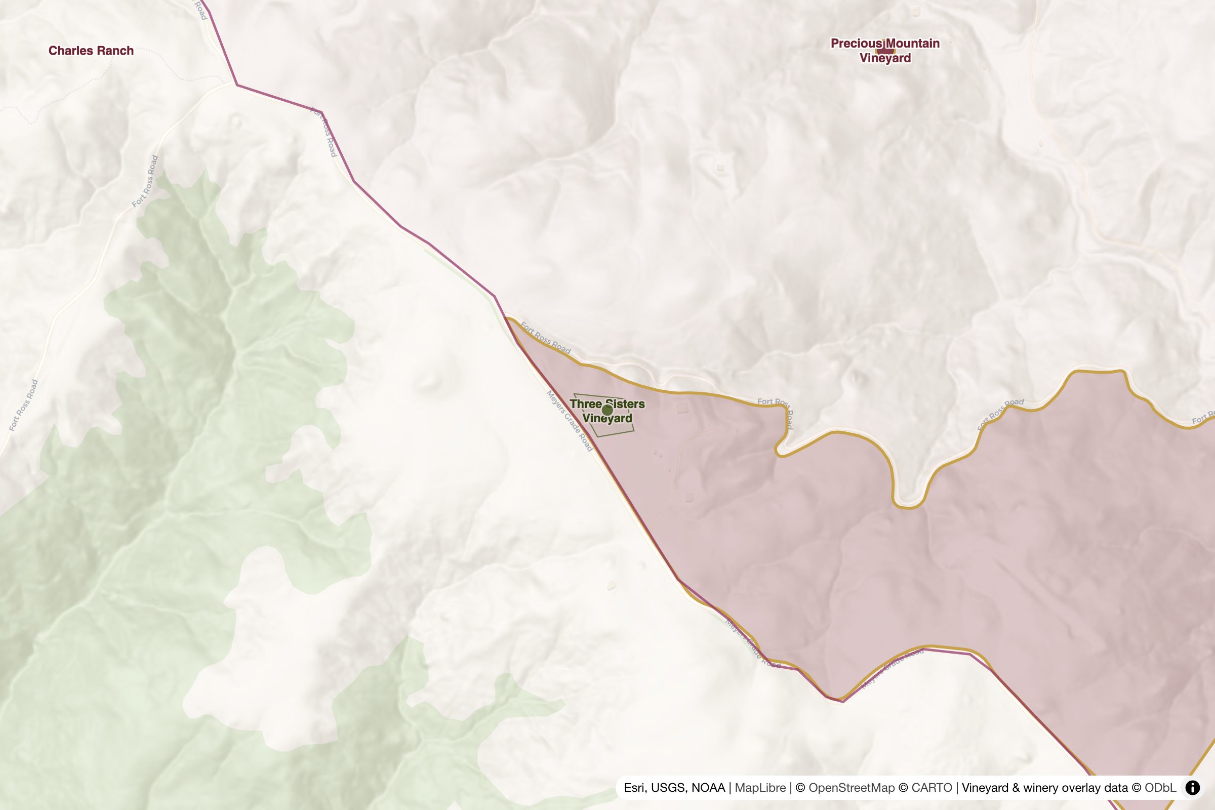 Map of Three Sisters Vineyard