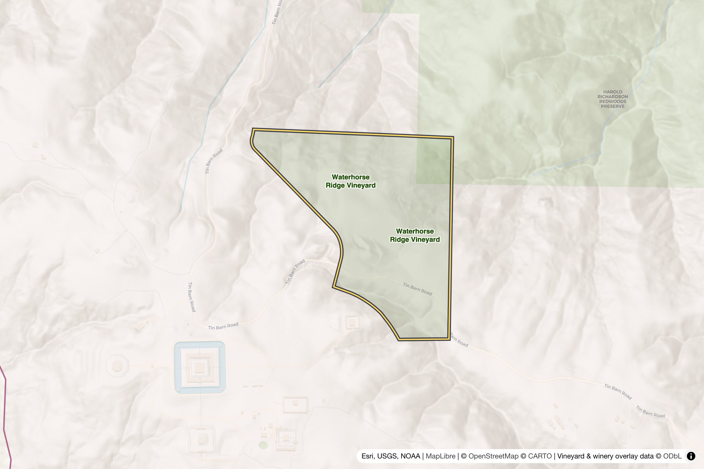 Map of Waterhorse Ridge Vineyard